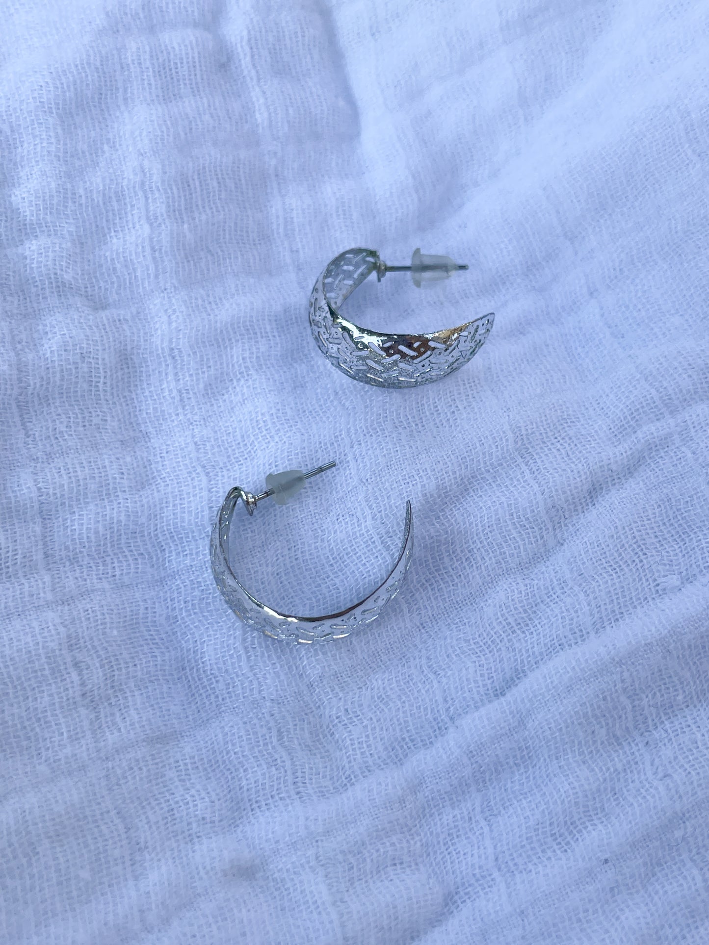 Silver Cutout Hoop Earrings