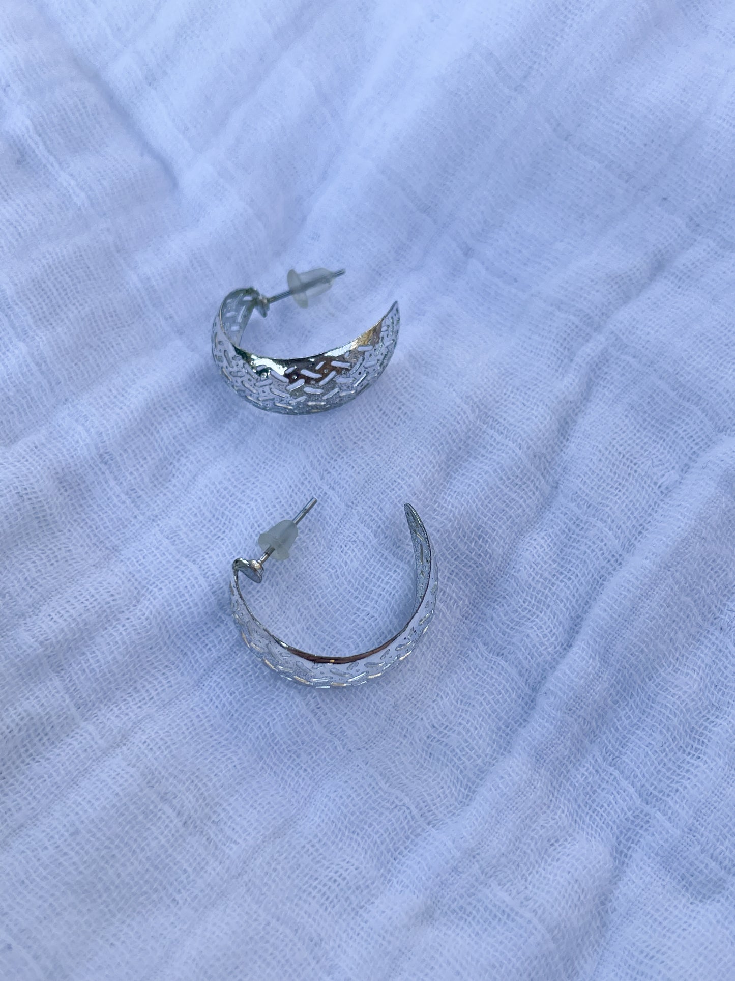 Silver Cutout Hoop Earrings