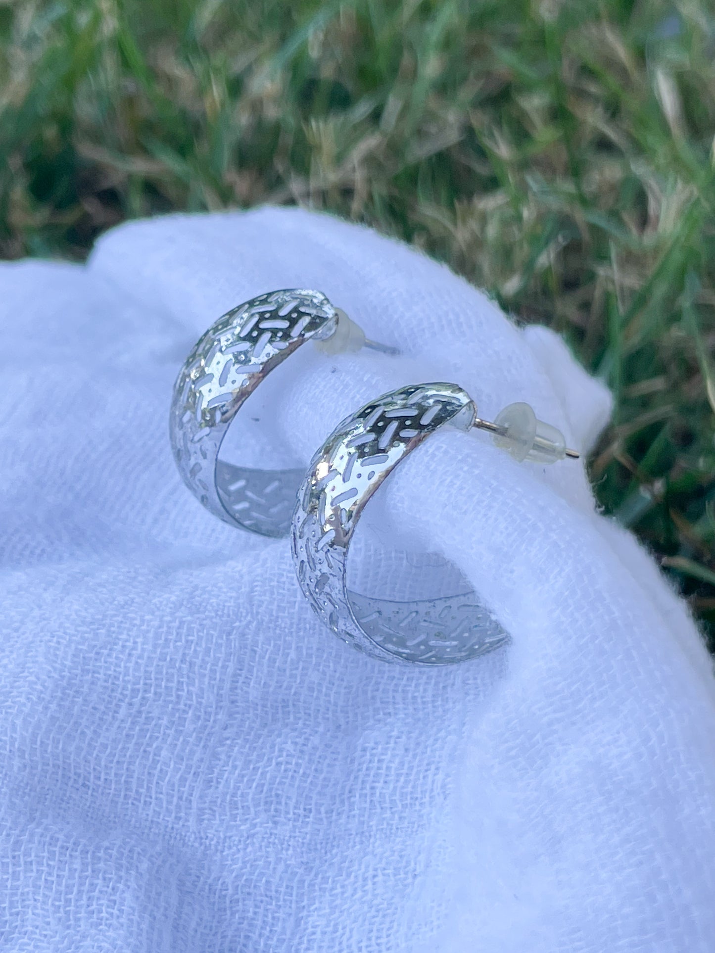 Silver Cutout Hoop Earrings