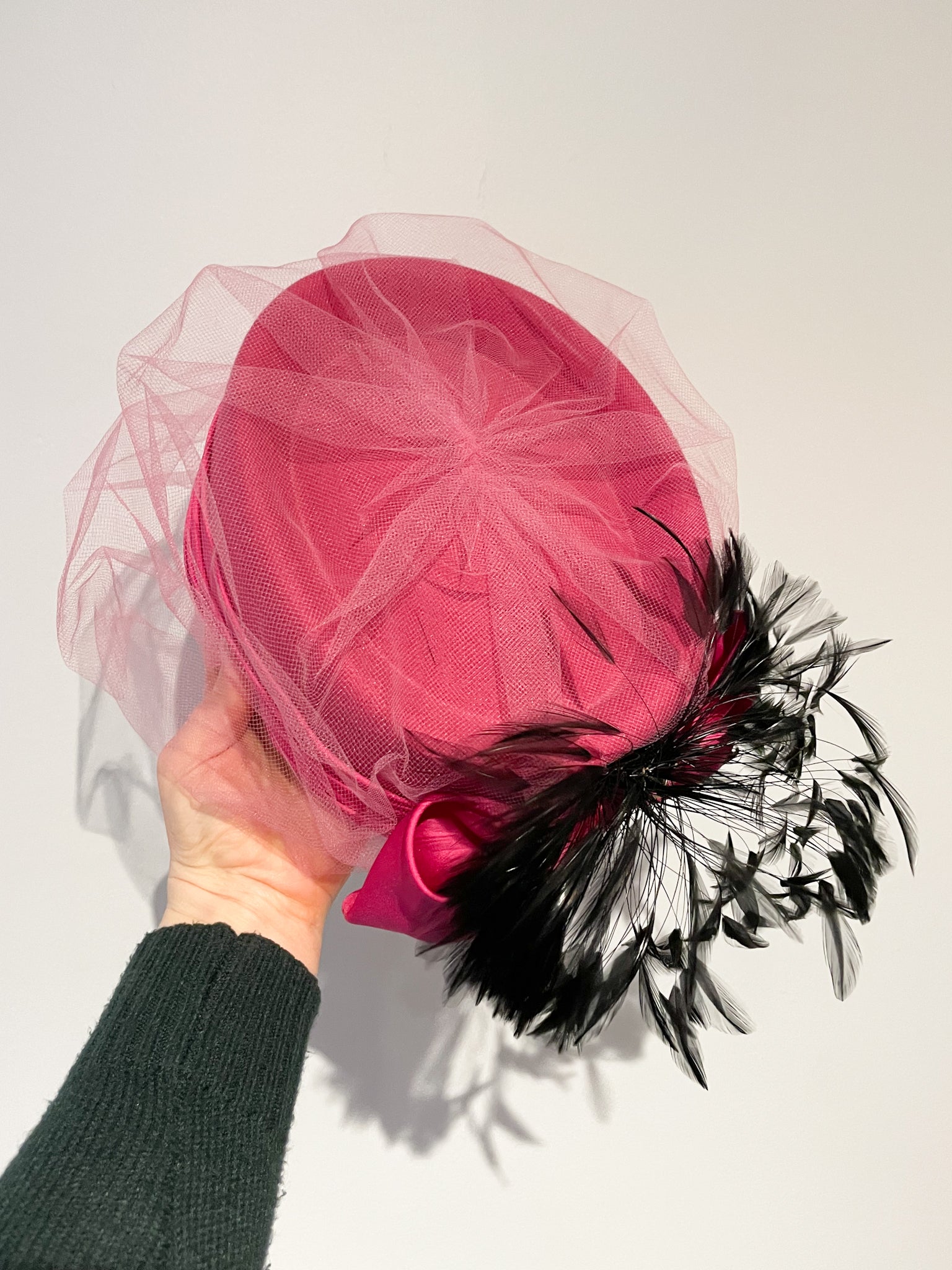 Vintage Pink outlet Feather Pillbox Hat