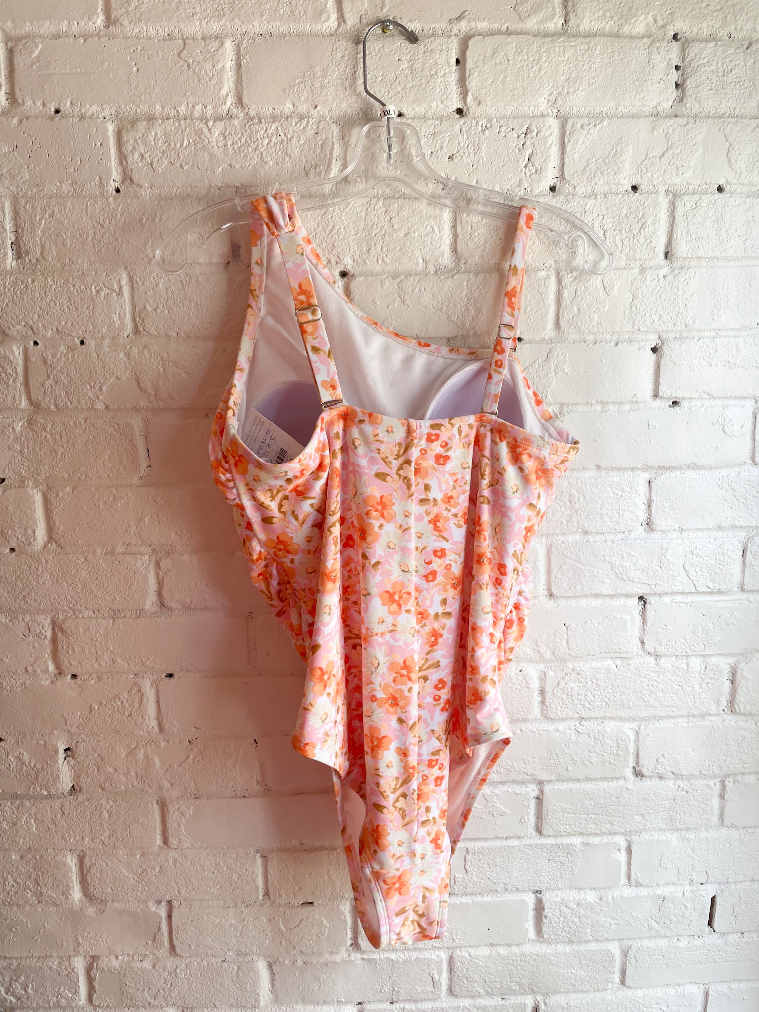 Kona Sol Orange Floral 2 in 1 Strap One Piece Swim Suit Size 16