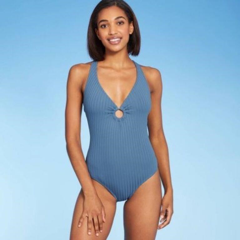 Kona Sol Dusty Blue Ribbed Ring Back Cutout One Piece Swimsuit NWOT - – Le  Prix Fashion & Consulting