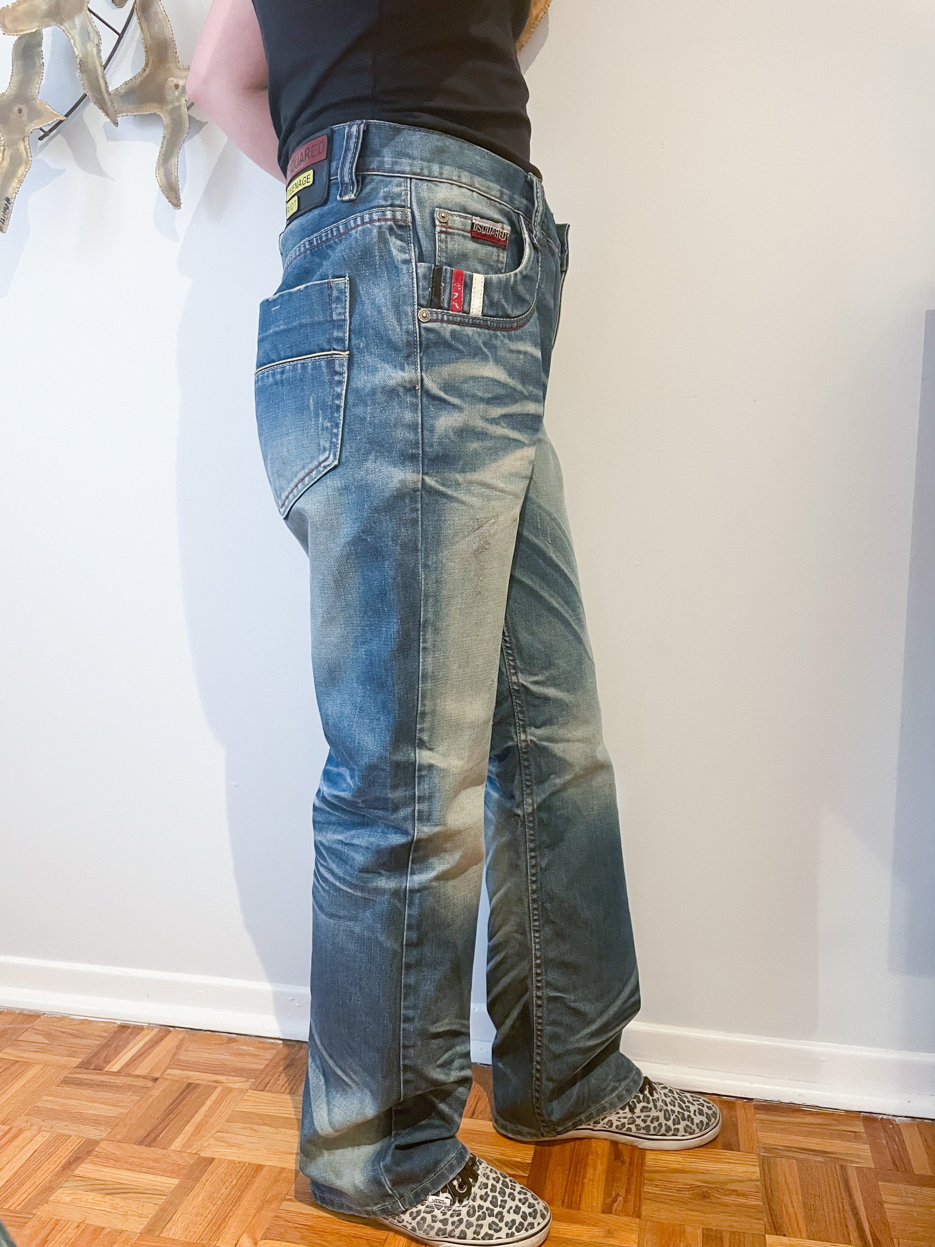 DSquared Vintage Teenage Riot Stone Washed Straight Leg Jeans