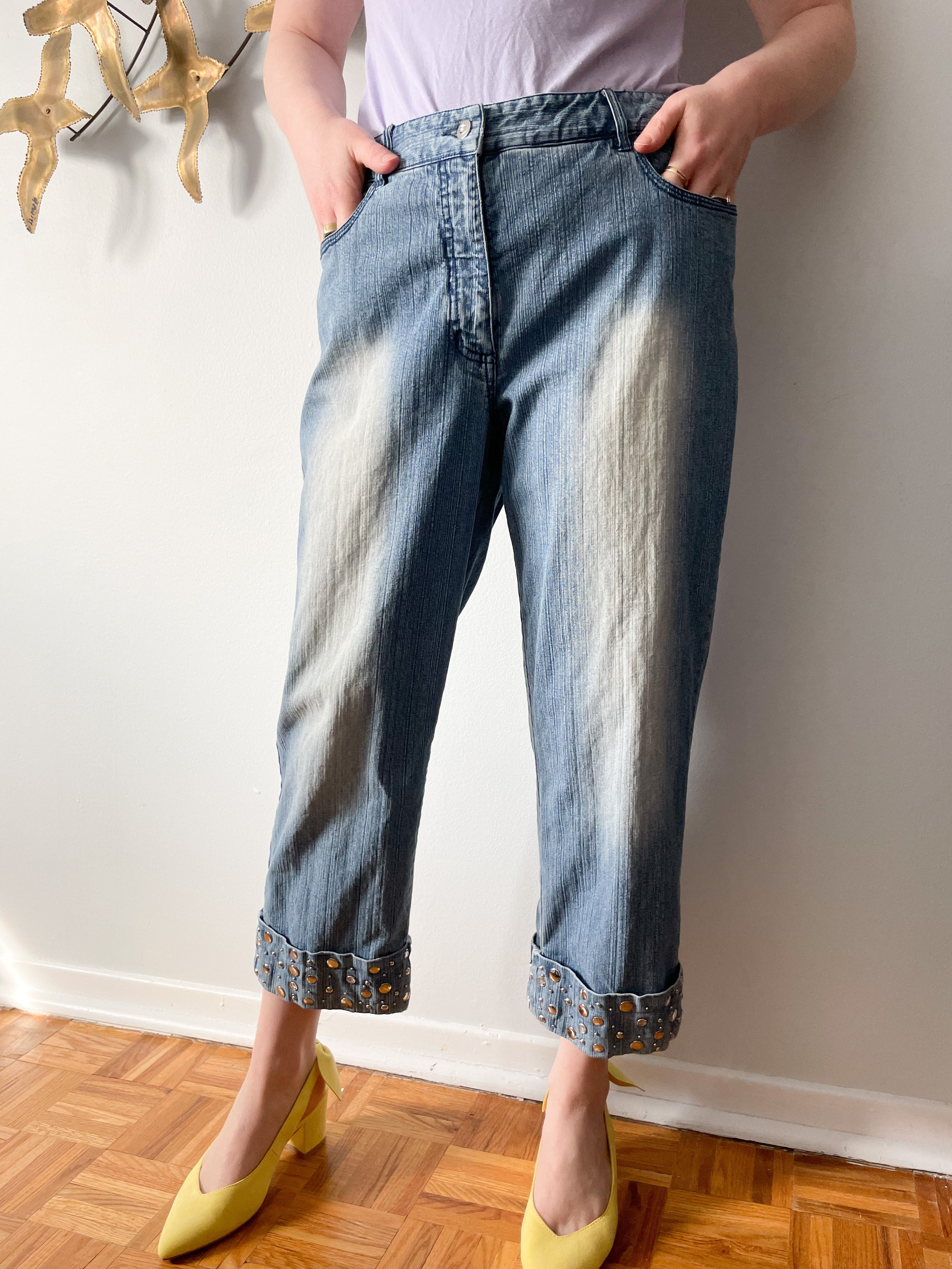 Cuffed straight sales leg jeans