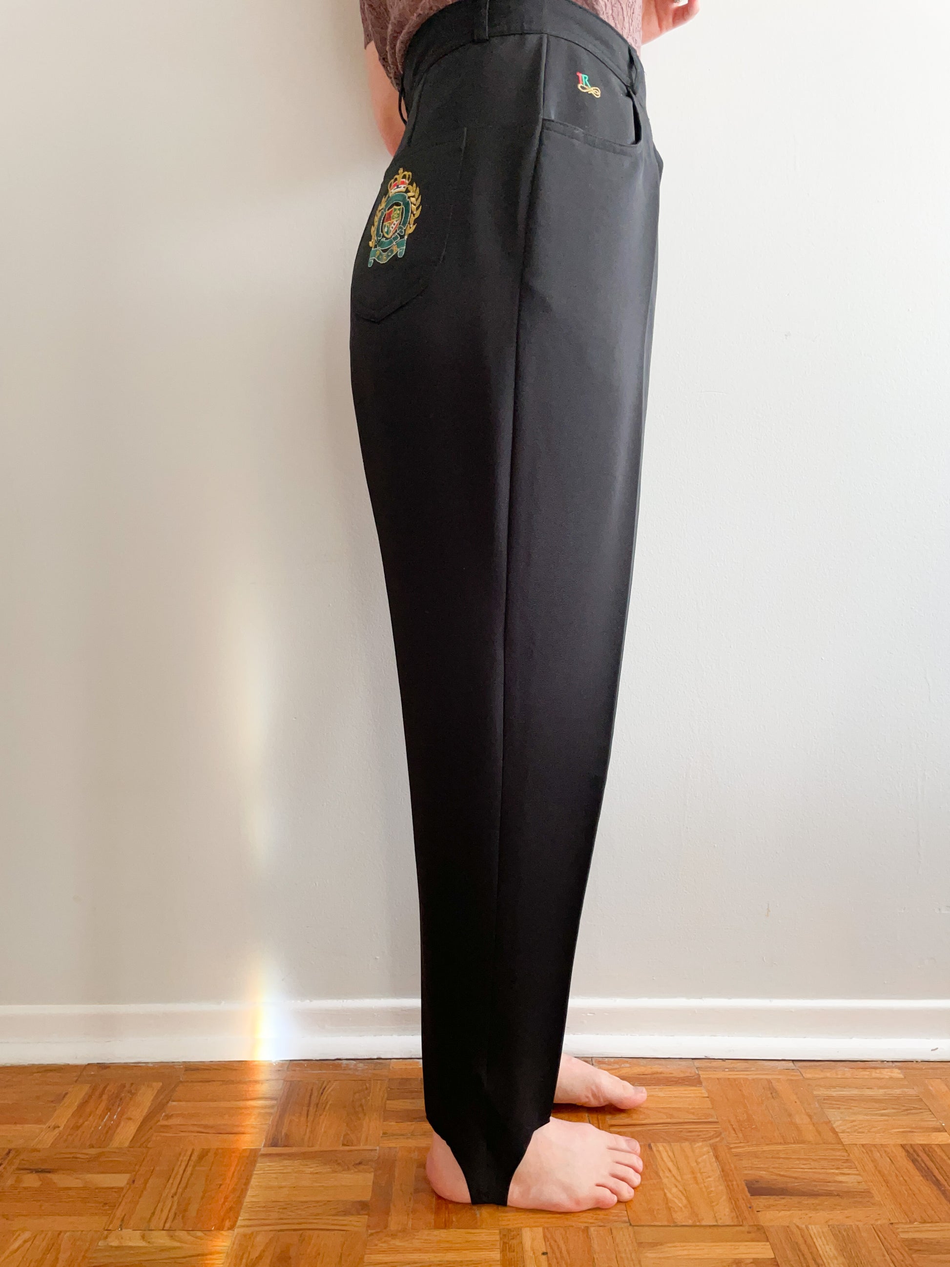 The Limited Womens Stirrup Pants Black Size 10 Tapered Leg Button High Rise