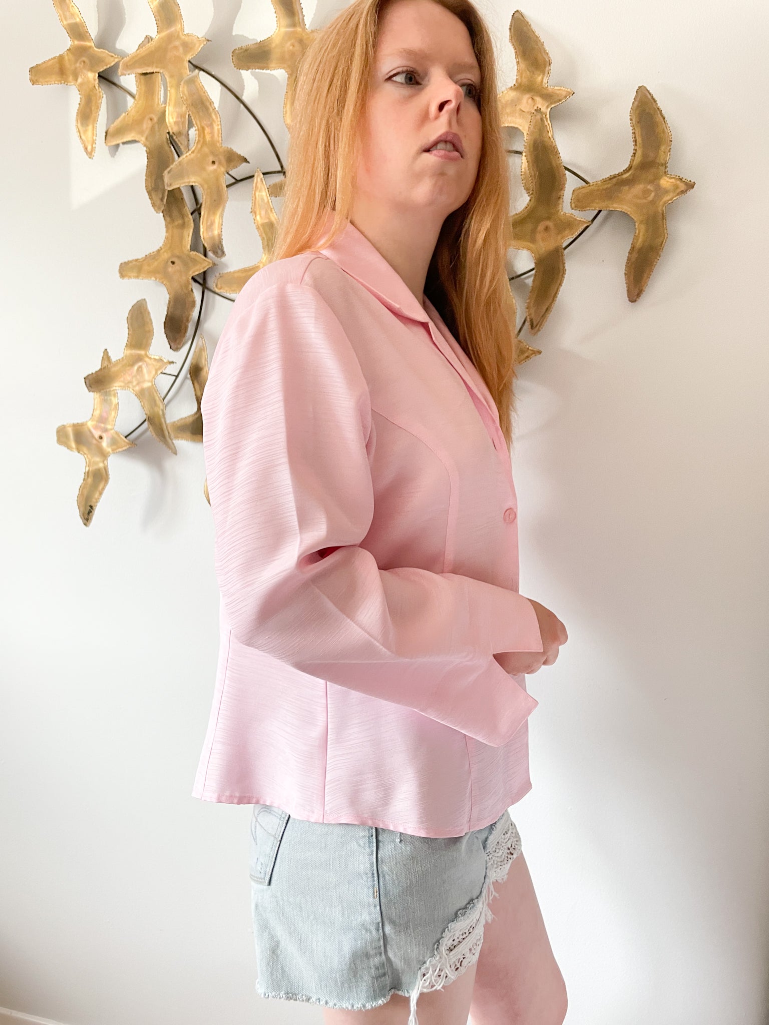 Women’s Textured Pink Button Down Top - Size 14 cheapest