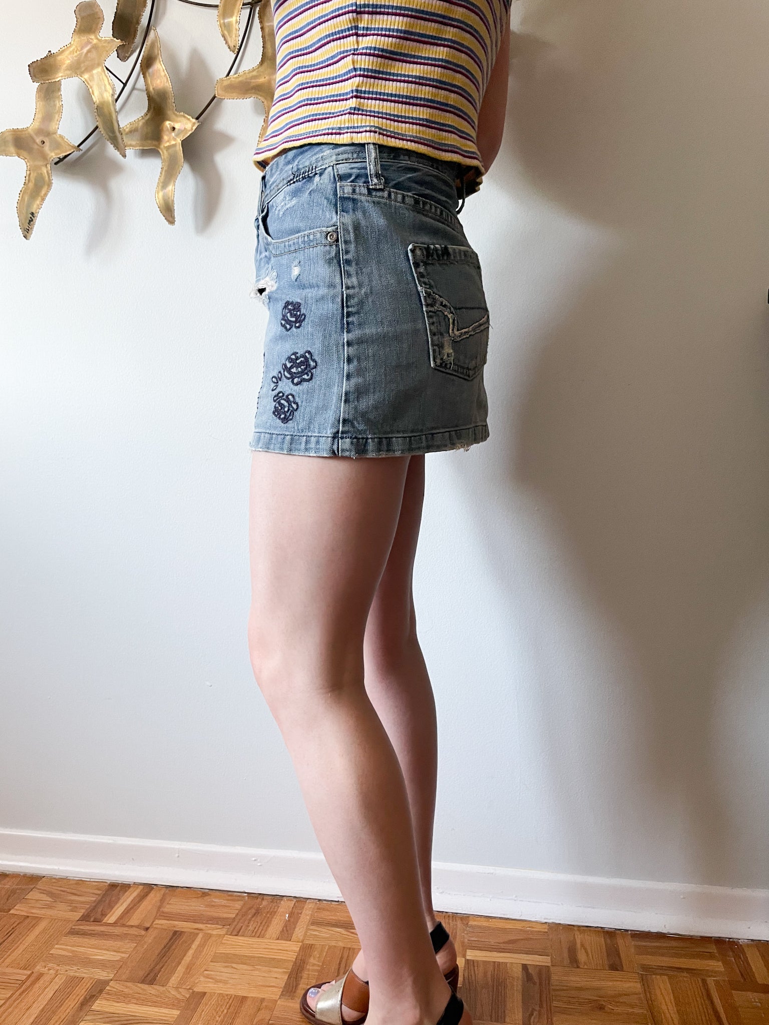 American eagle jean mini cheap skirt