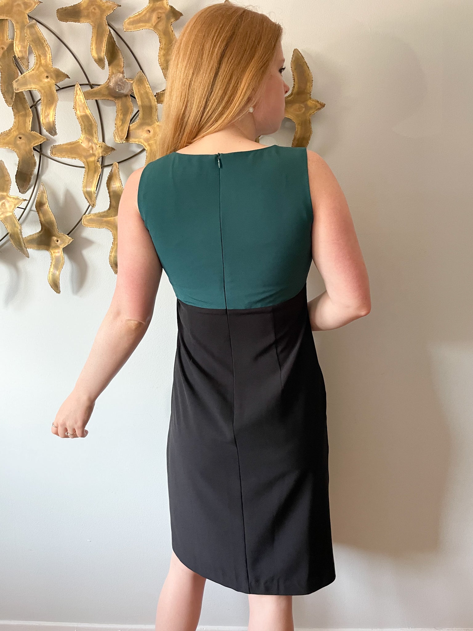 Spanner Forest Green Black Colourblock Sheath Dress - Size 6 – Le