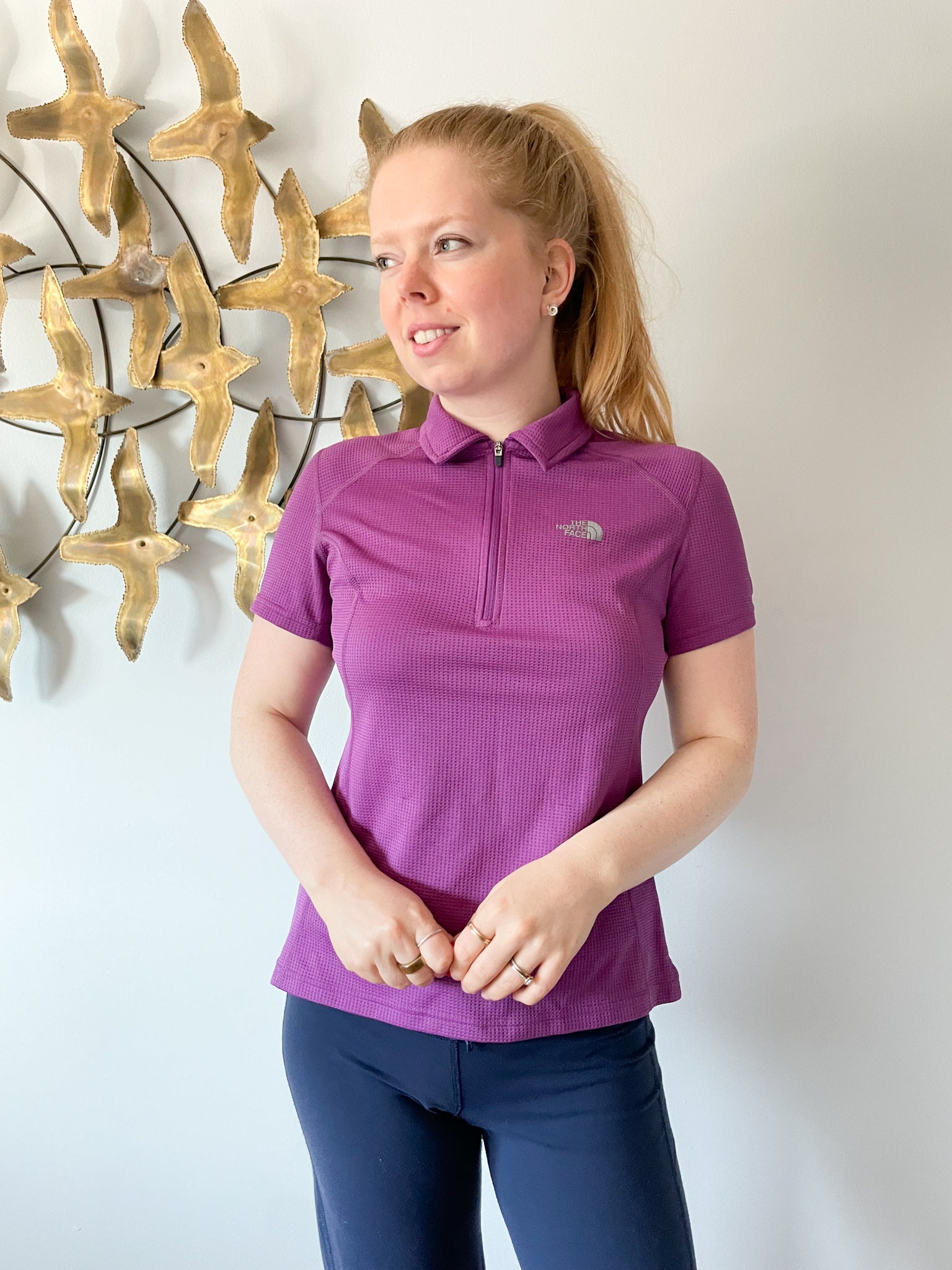 The North Face Purple Waffle Knit Performance Golf Polo Top Medium Le Prix Fashion Consulting