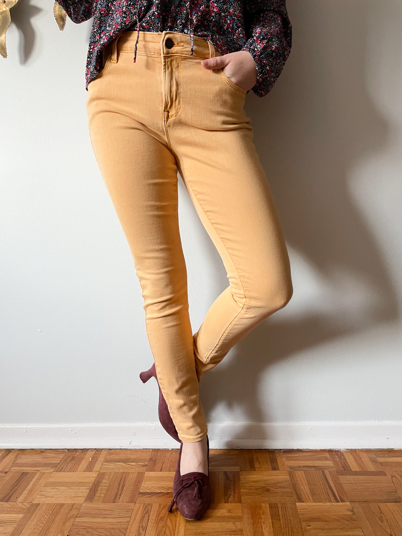 Mid rise khaki skinny hot sale jeans