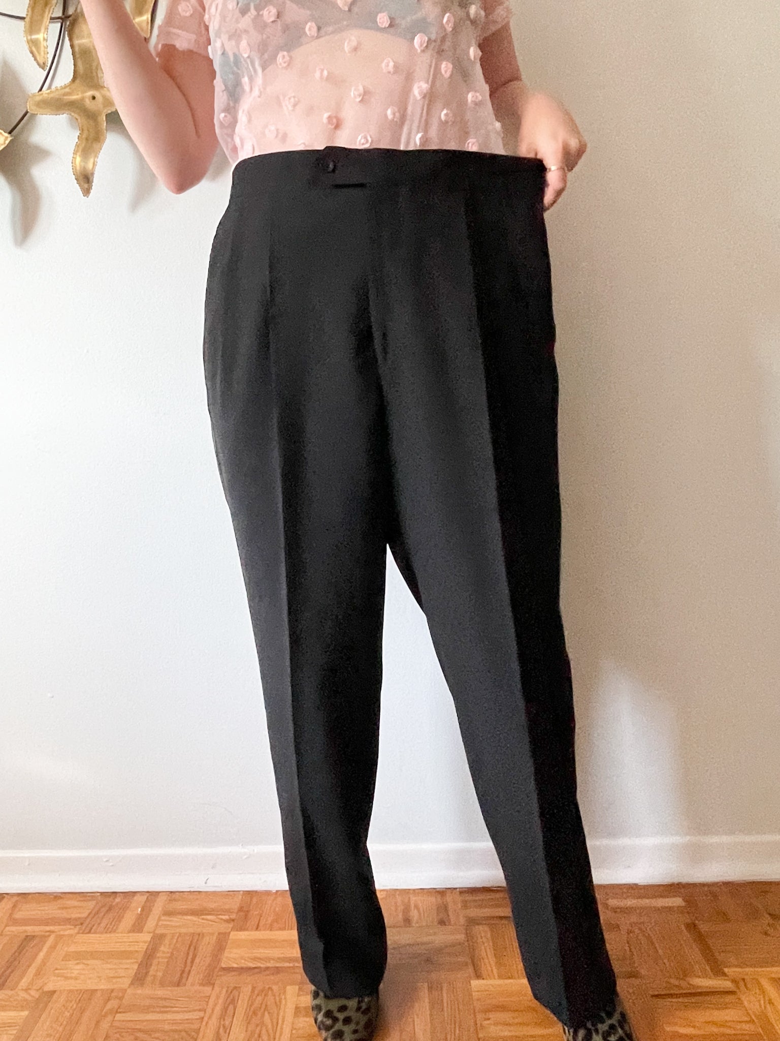 High rise wide leg black pants best sale