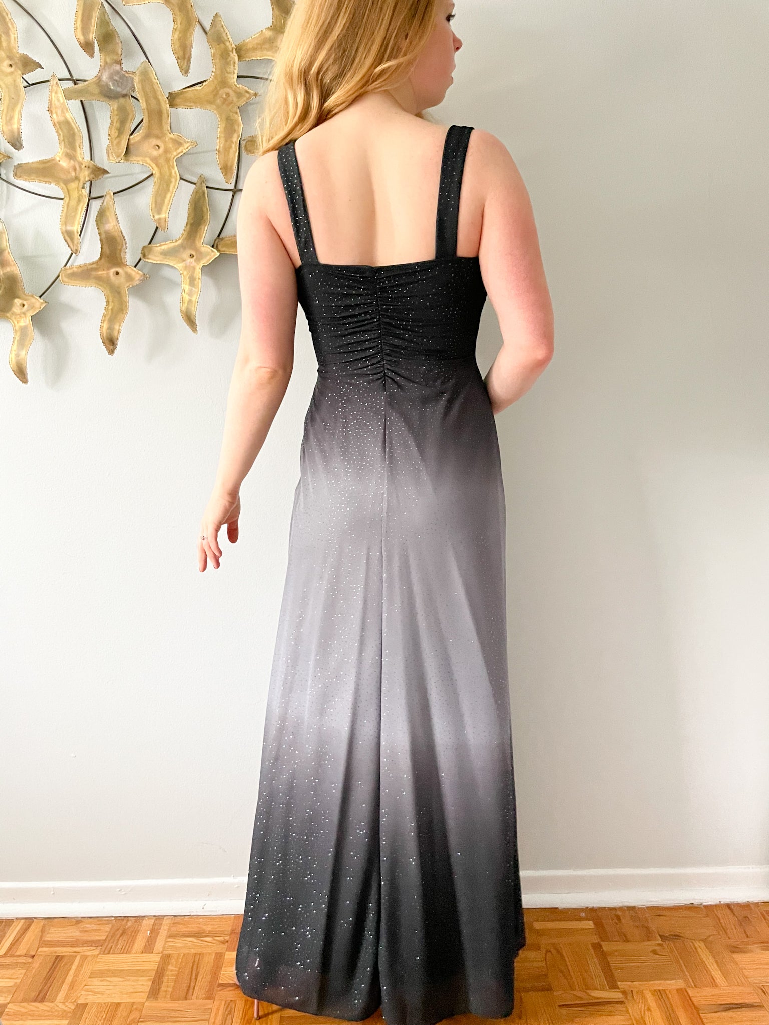 Laura Black Grey Sparkle Ombre Maxi Sheath Dress Small Le Prix Fashion Consulting