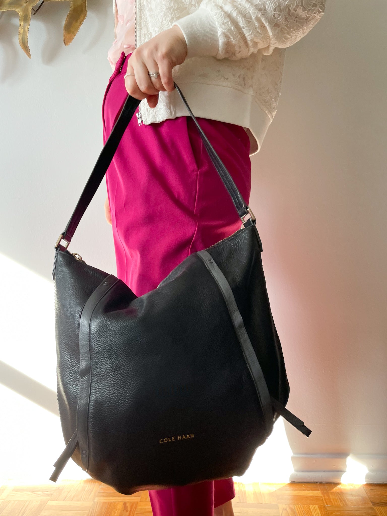 Cole Haan Black Leather Pebbled Handbag – Treasures Upscale Consignment