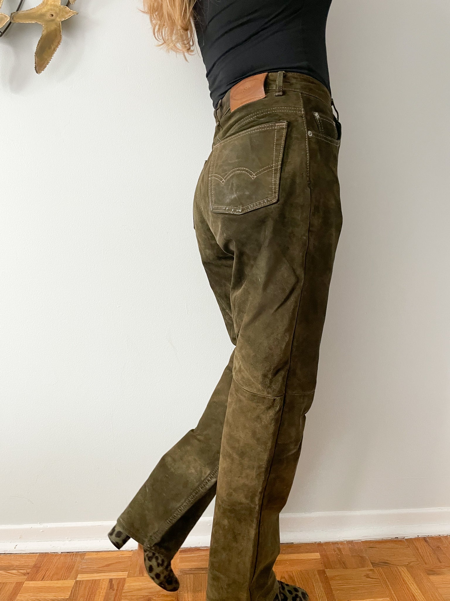 High rise best sale olive jeans