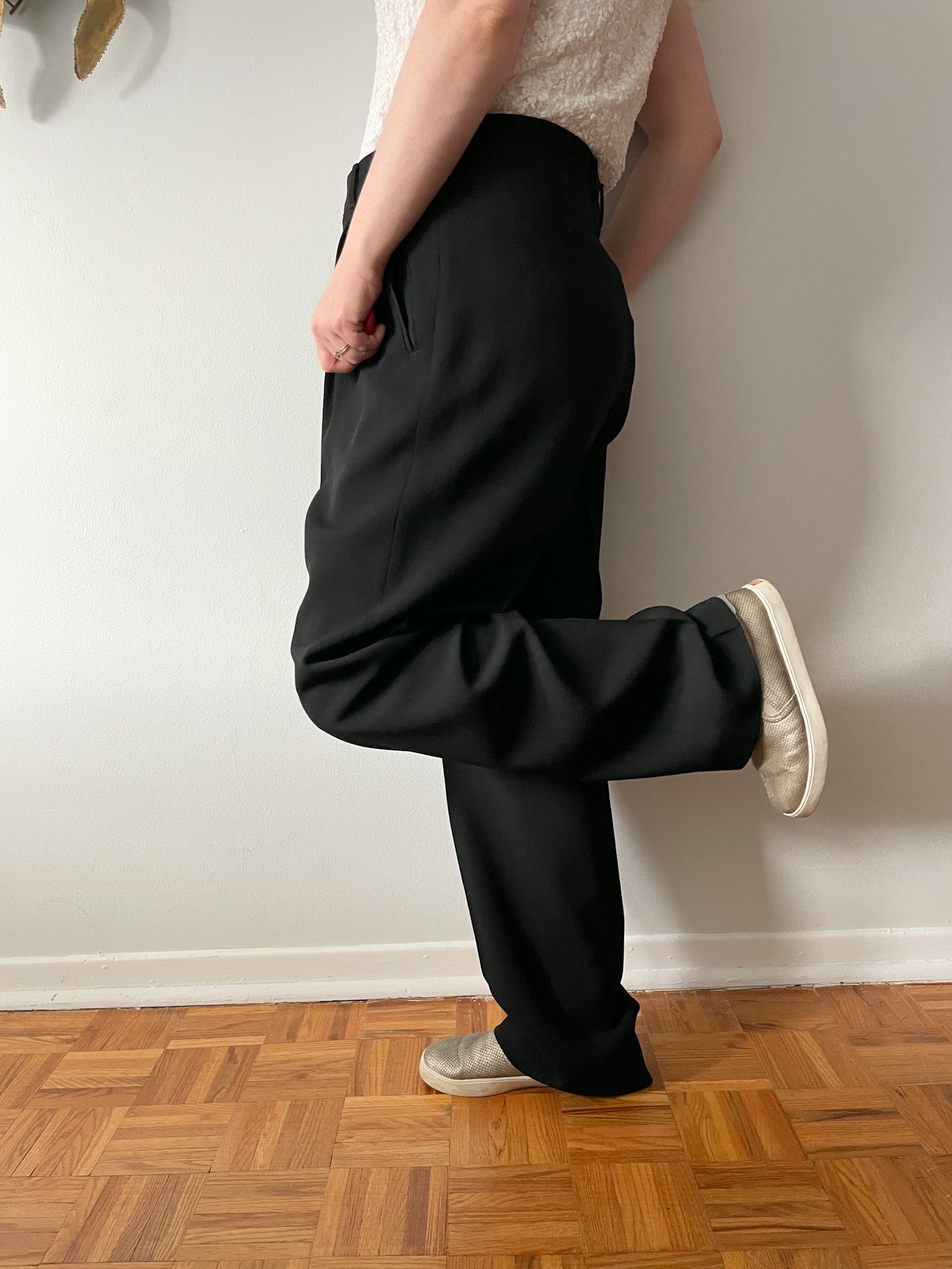 Caramelo Black High Rise Pleated Trouser Pants - XL – Le Prix